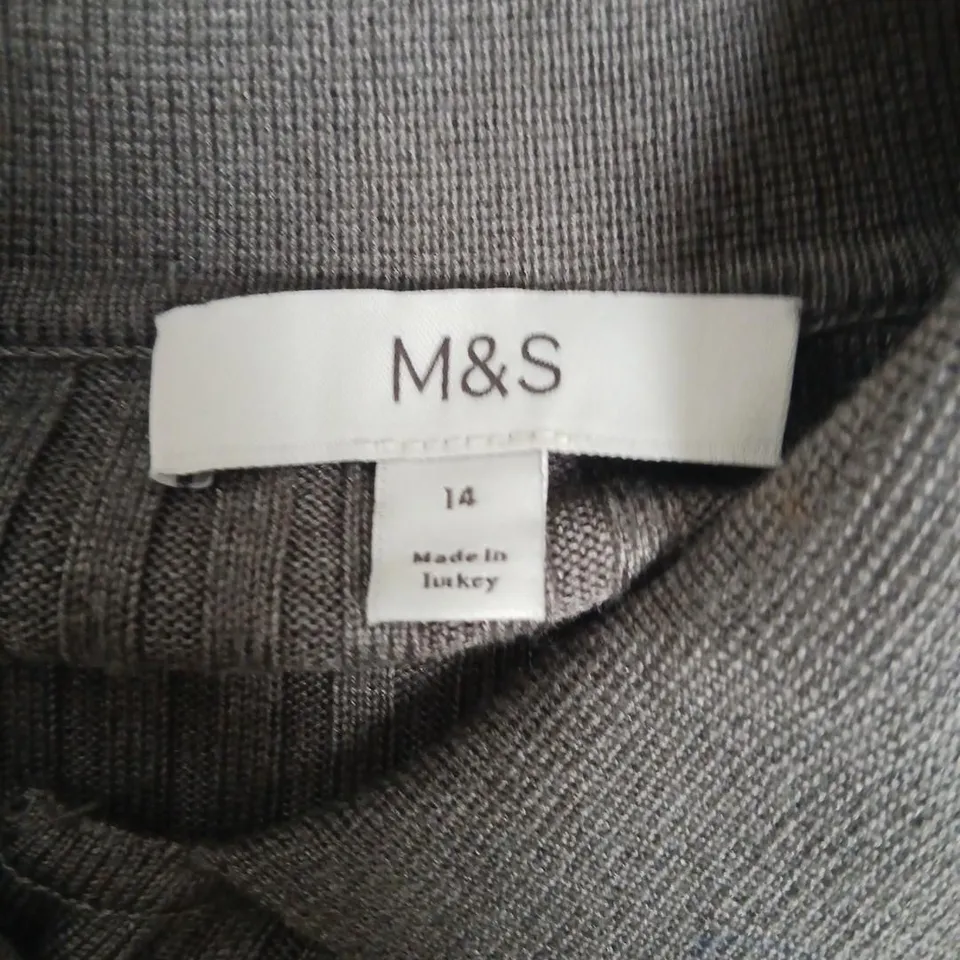 M&S BROWN KNIT POLO-NECK SWEATER, UK 14