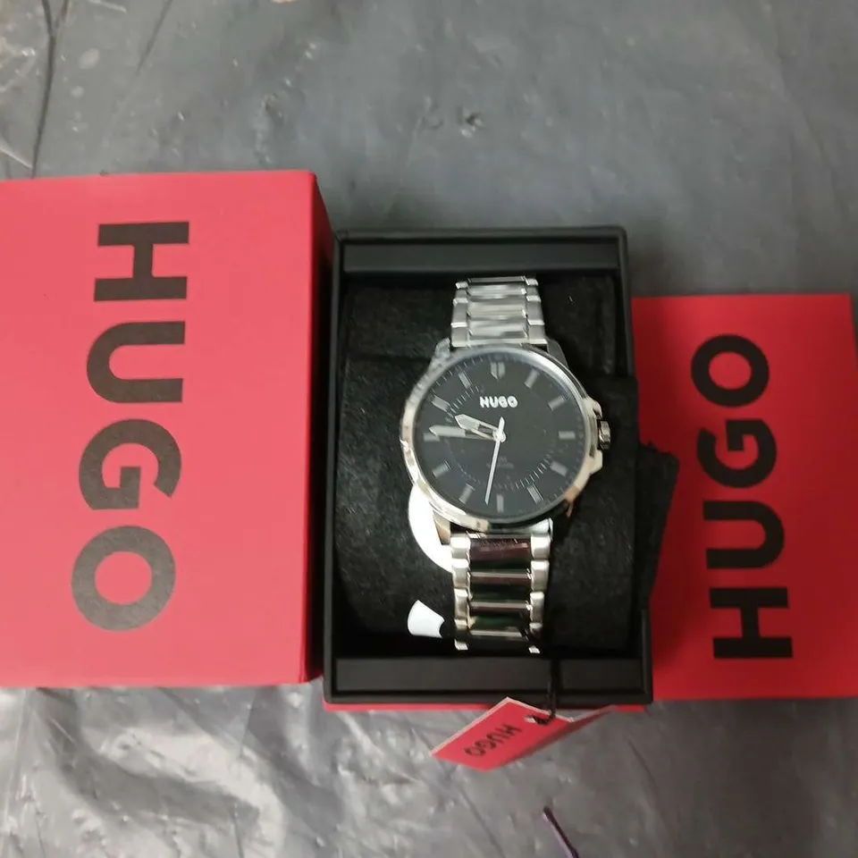 HUGO FIRST BLUE DIAL AND STAINLESS STEEL BRACELET GENTS WATCH