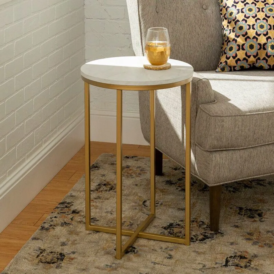 BOXED LIEBERMAN SIDE TABLE TOP BASE GOLD