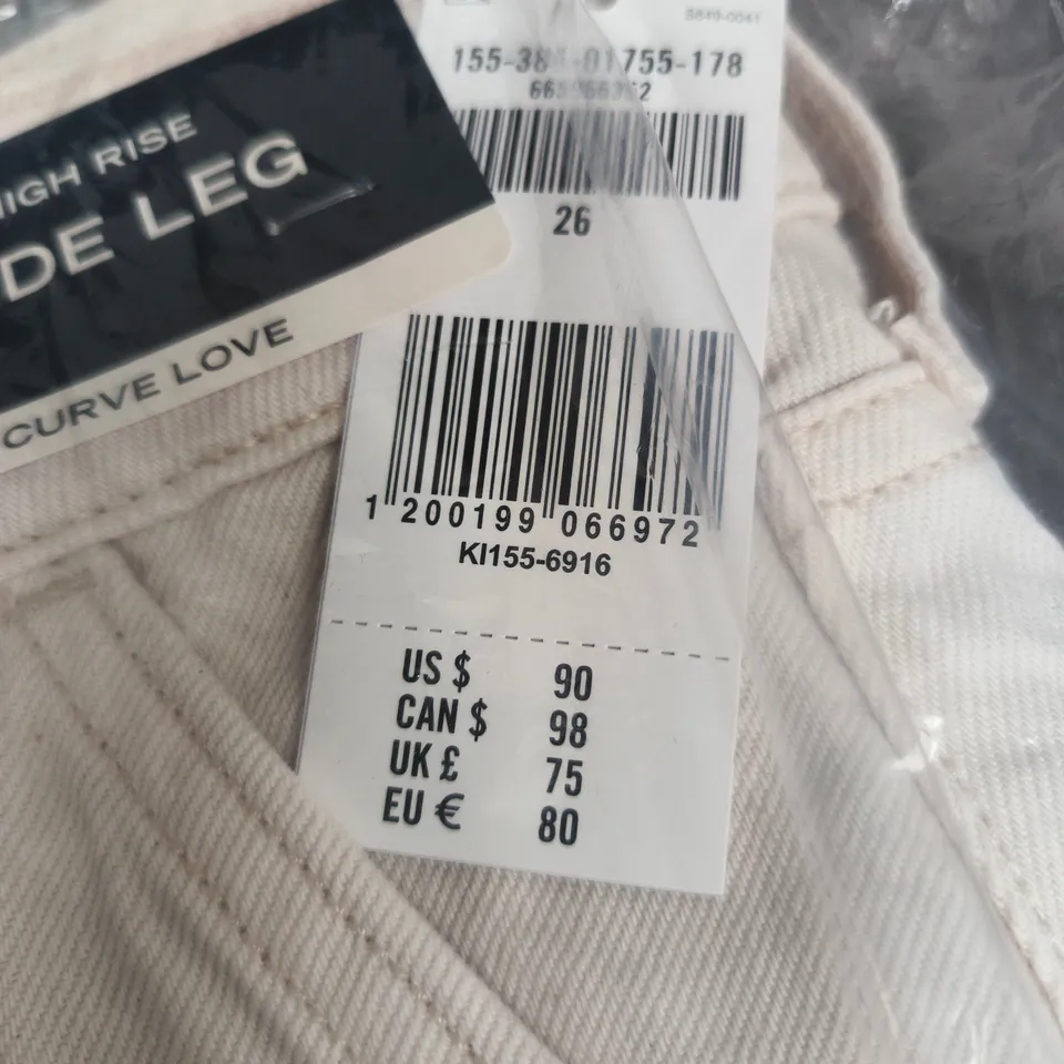 ABERCROMBIE AND FITCH WHITE HIGH RISE WIDE LEG CURVE LOVE JEANS SIZE 26 BAGGED TAGGED