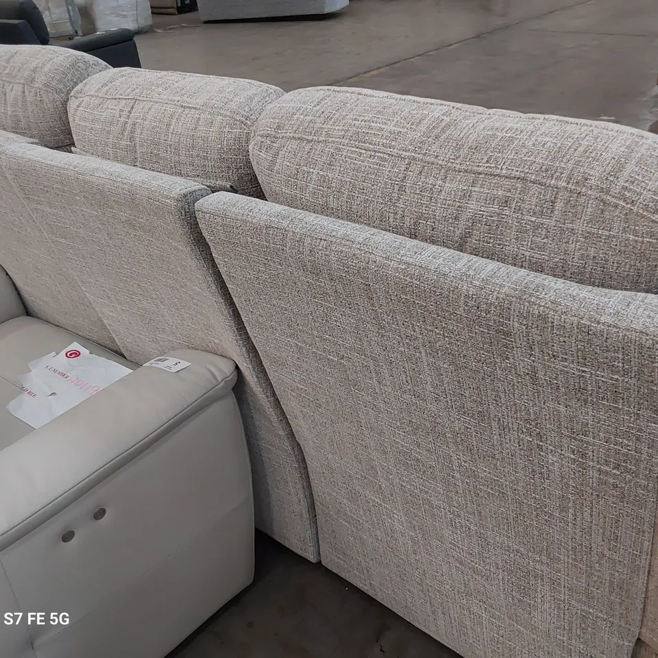 QUALITY BRITISH DESIGNER G PLAN KINGSBURY POWER RECLINING THREE SEATER SOFA BEACH CARAMEL FABRIC 