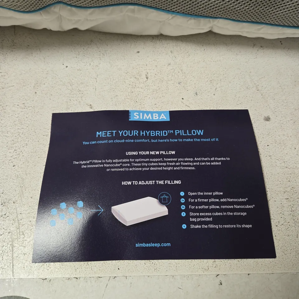 SIMBA HYBRID PILLOW – MEET YOUR HYBRID PILLOW WITH NANOCUBES CORE 