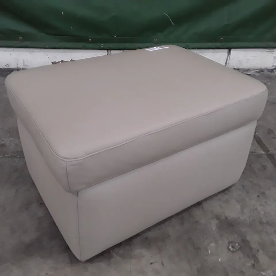 QUALITY ITALIAN DESIGNER PANDORA FOOTSTOOL - BEIGE LEATHER