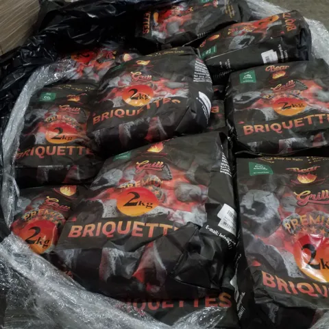 PALLET CONTAINING LARGE QUANTITY OF BEAR GRILL 2KG BRIQUETTES BAGS