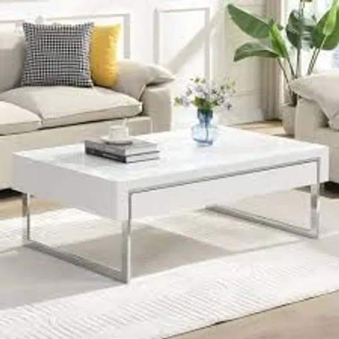 BOXED CASA WHITE HIGH GLOSS COFFEE TABLE (1 BOX)