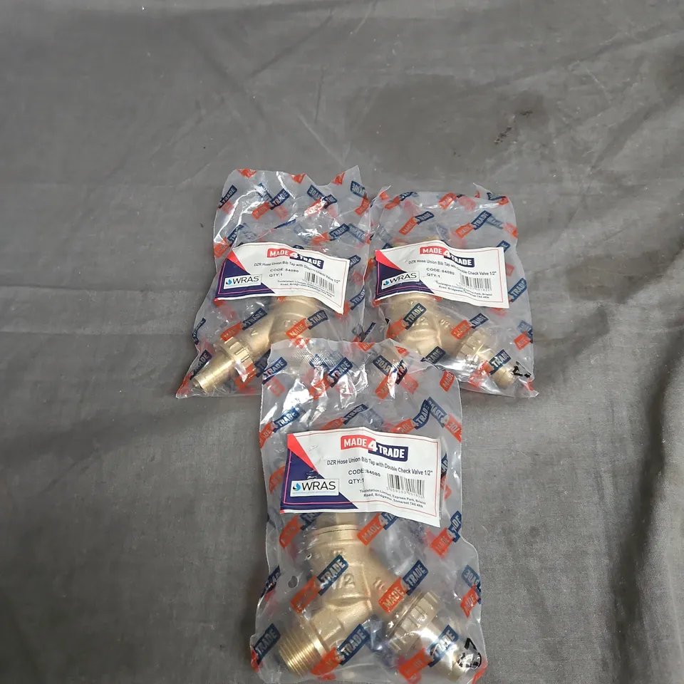 DZR HOSE UNION BIB TAP WITH DOUBLE CHECK VALVE 1/2IN – SET OF 3 (MADE4TRADE)