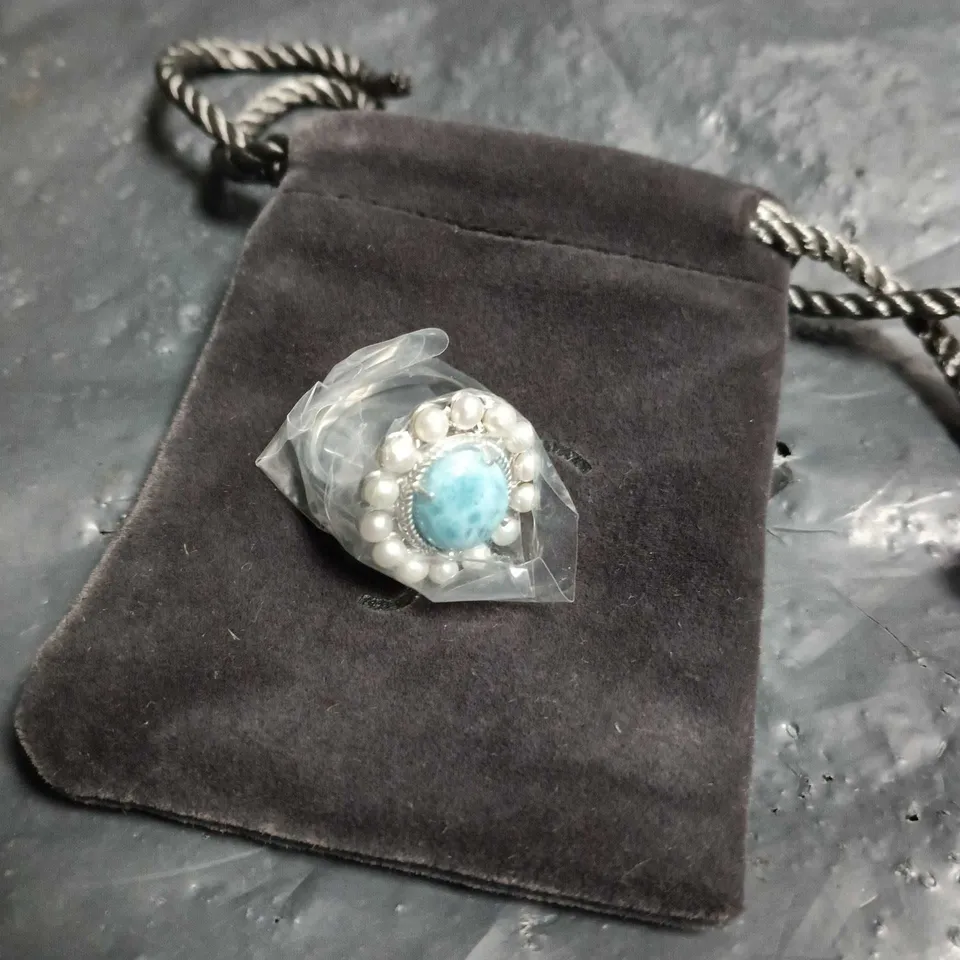 D'JOY LARIMAR PEARL WHISPERS OF THE DEEP RING