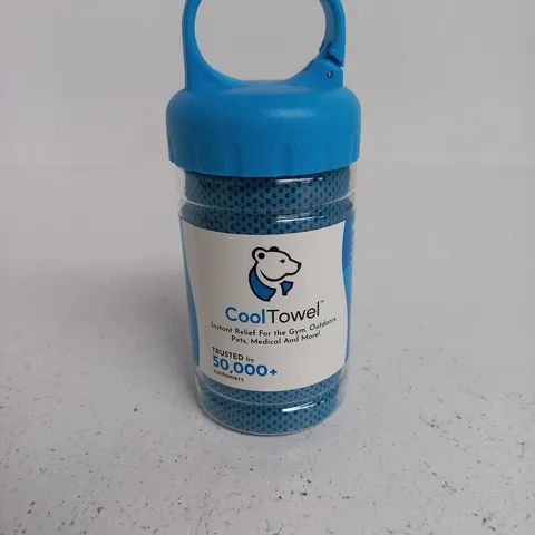 COOLTOWEL BLUE COOLING TOWEL IN BOTTLE WITH LOOP – GYM & OUTDOOR USE