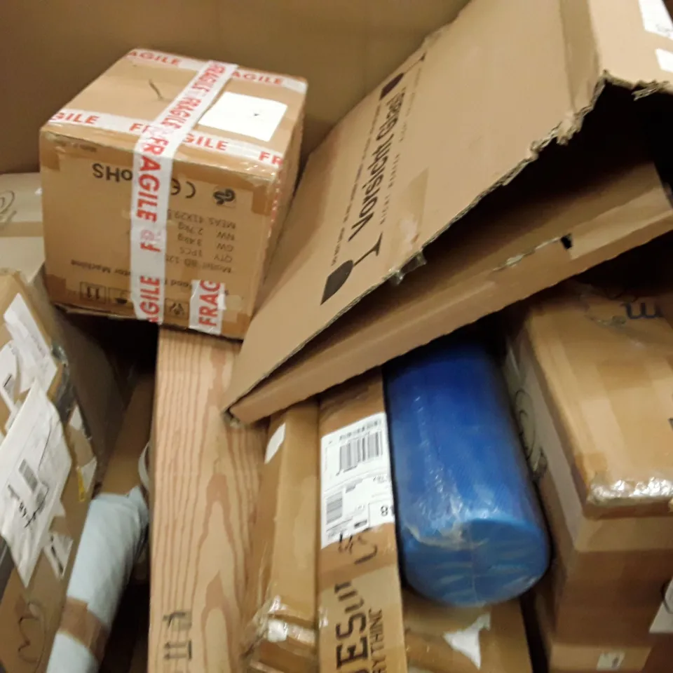 PALLET TO CONTAIN AN ASSORTMENT OF HOUSEHOLD ITEMS TO INCLUDE STEAM CLEANER, TV STAND, DIAMOND FRYING PAN SET AND LED A3 LIGHT PAD ECT