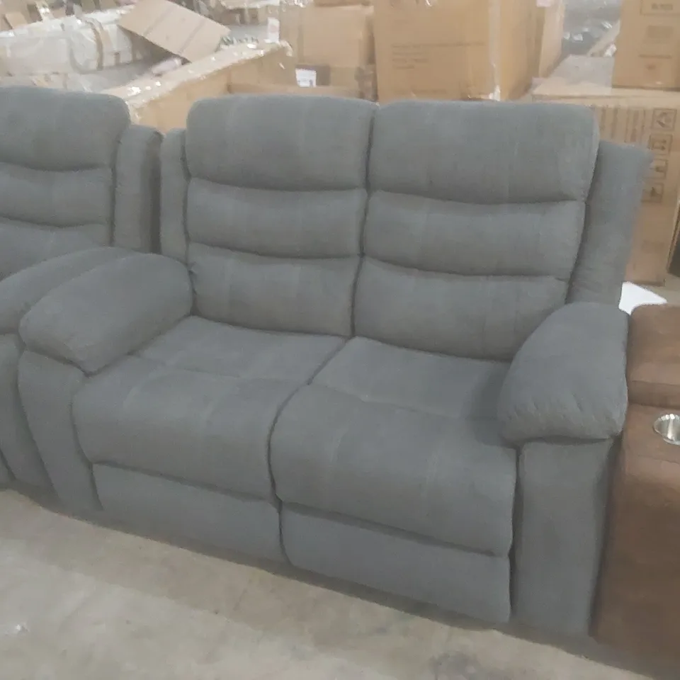 DESIGNER 2 SEATER FABRIC UPHOLSTERED MANUAL RECLINER SOFA 