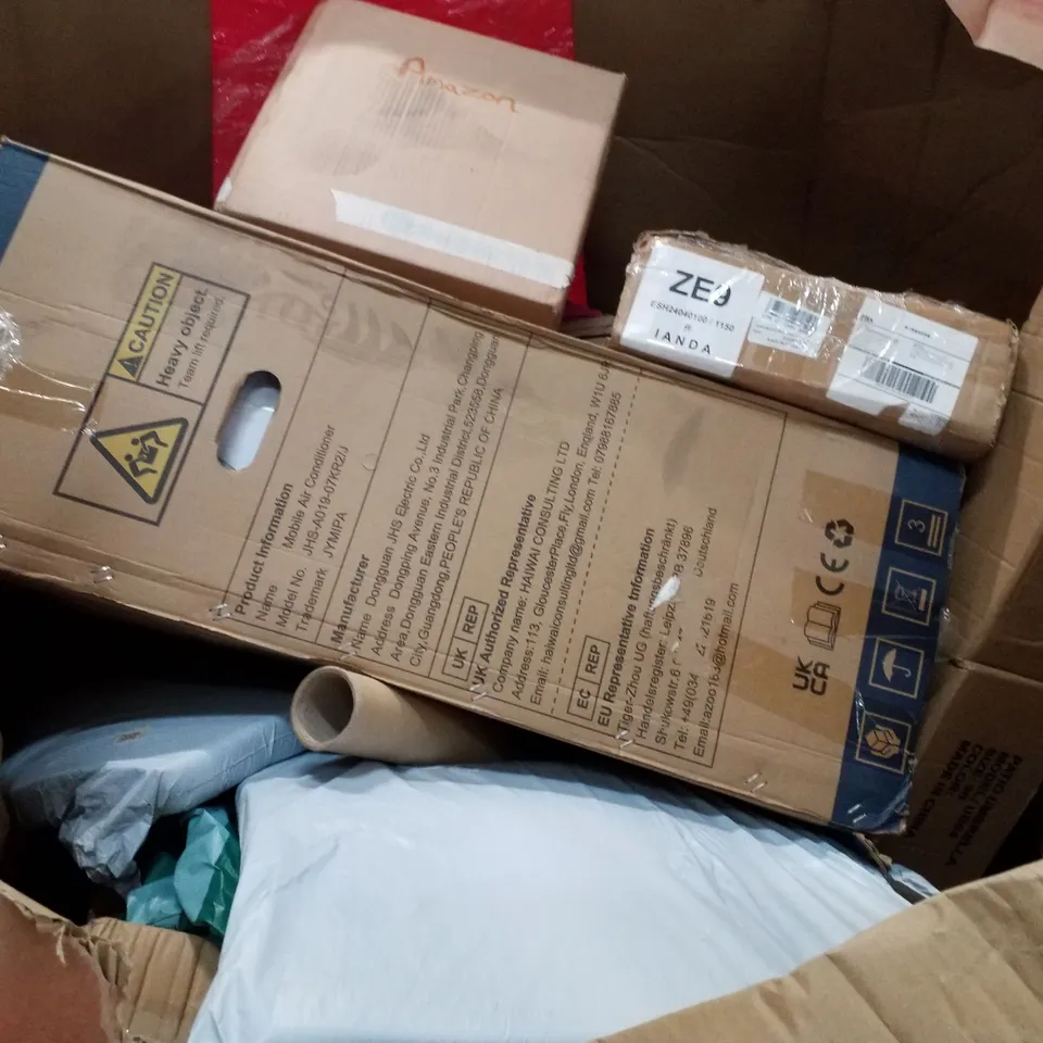 PALLET OF ASSORTED PRODUCTS INCLUDING MOBILE AIR CONDITIONER, PATIO UMBRELLA, GEL COOLING MAT, SHOE RACK