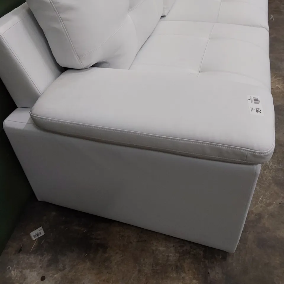 DESIGNER THREE SEATER SOFA WHITE LEATHER
