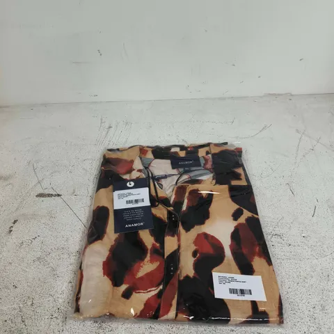 ANAMOR PRINTED SHIRT BROWN SIZE MEDIUM/LARGE TAGGED BAGGED