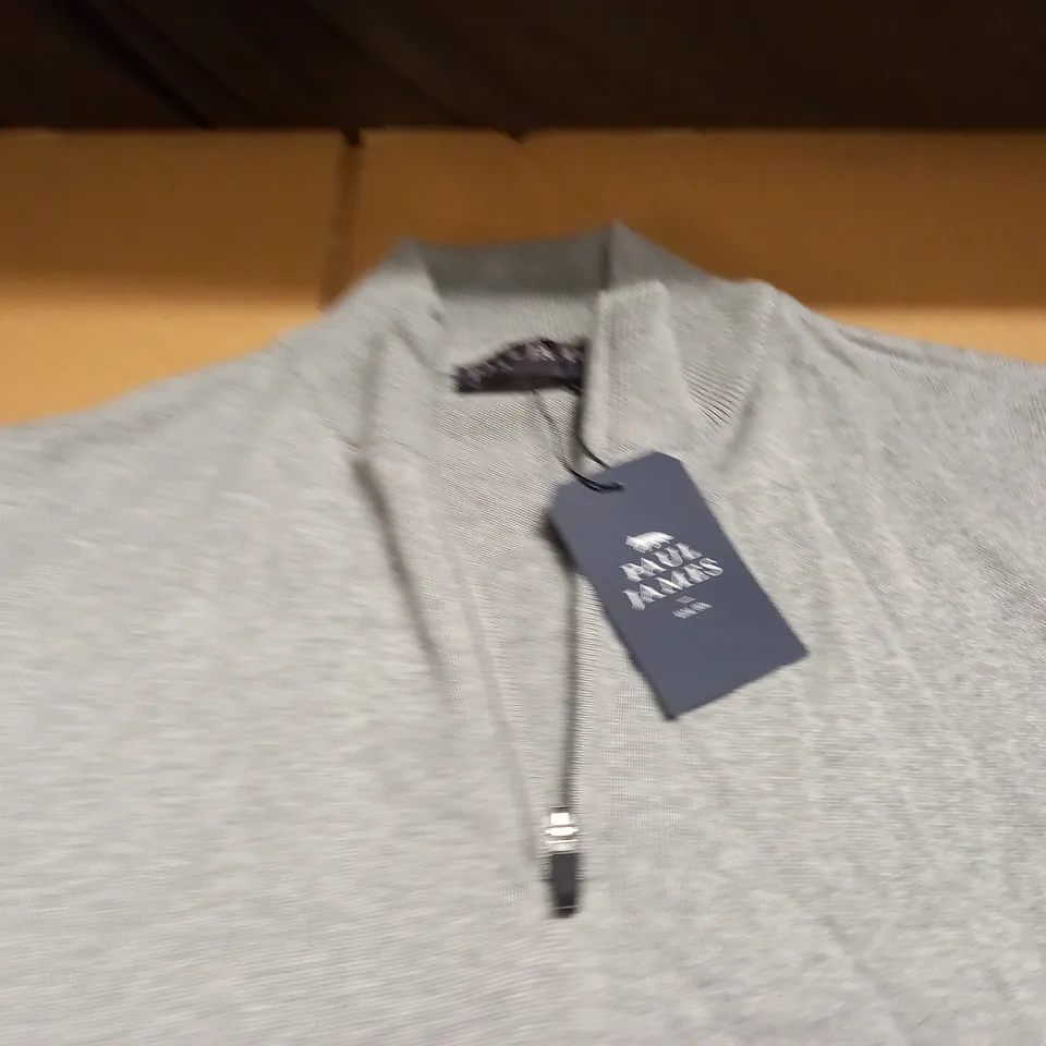 PAUL JAMES QUARTER ZIP GREY JUMPER - L