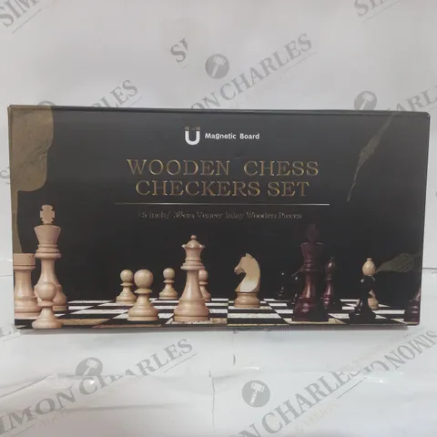 MAGNETIC BOARD WOODEN CHESS AND CHECKERS SET