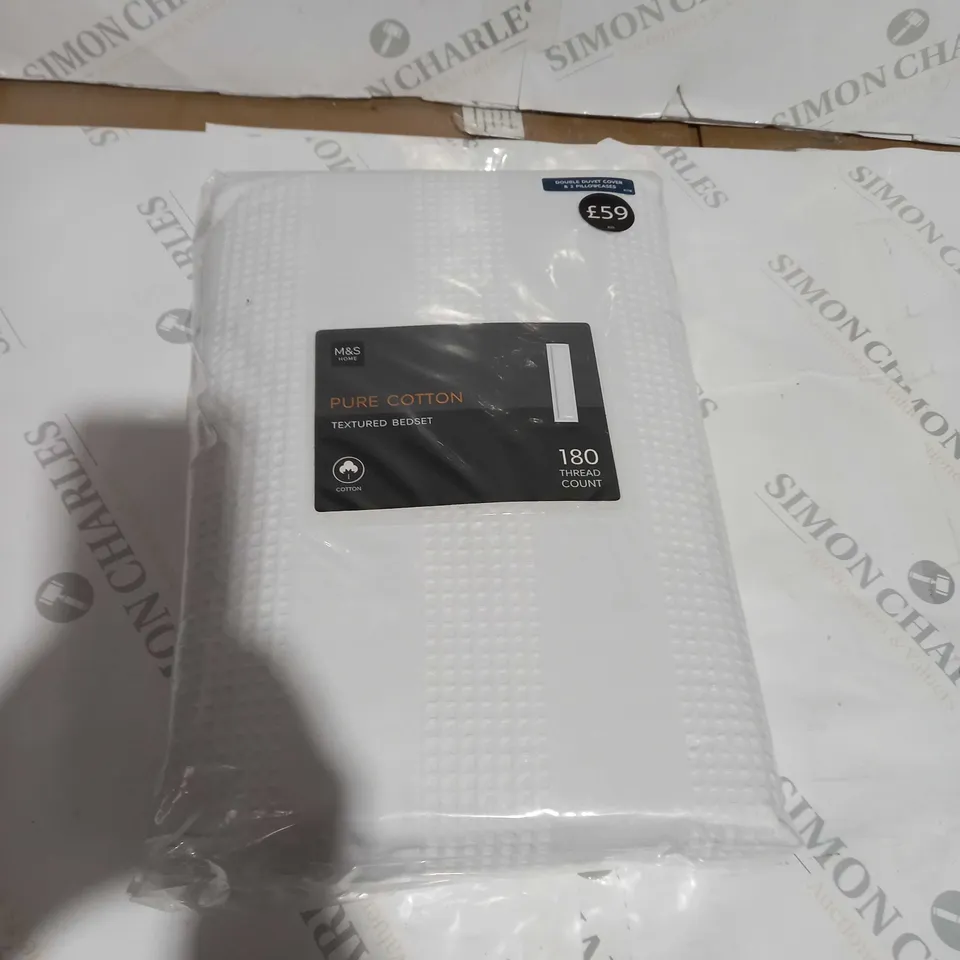 M&S HOME TEXTURED BEDSET DOUBLE DUVET COVER & 2 PILLOWCASES 