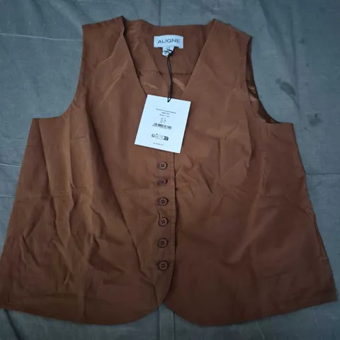 UK 8 ALIGNE BUTTON-THROUGH WAISTCOAT, BROWN