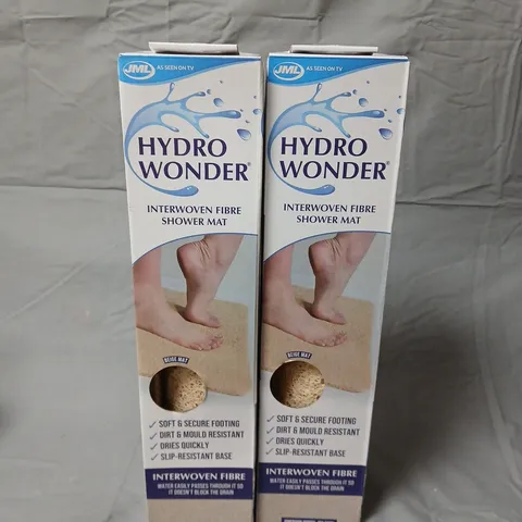 HYDRO WONDER INTERWOVEN FIBRE SHOWER MATS – BEIGE, BOXED PAIR