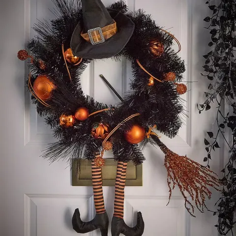 FESTIVE WITCH WREATH HALLOWEEN DECORATION 