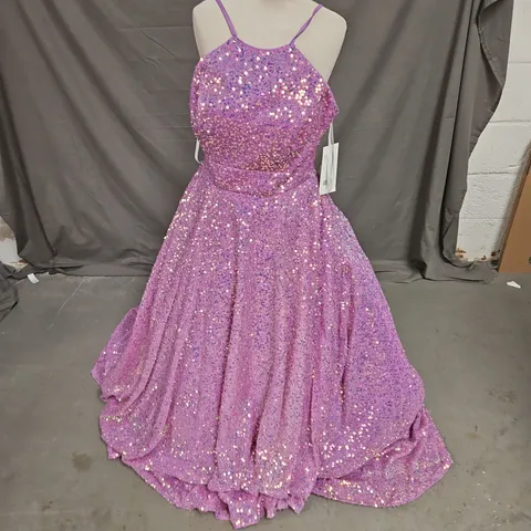 CHRISTINA WU GALA SEQUIN PROM DRESS IN LILAC SIZE 14 - COLLECTION ONLY