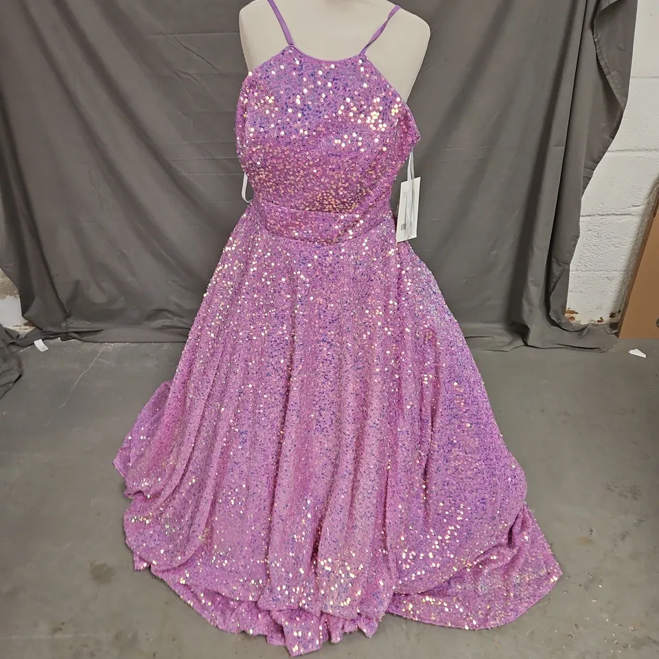 CHRISTINA WU GALA SEQUIN PROM DRESS IN LILAC SIZE 14 - COLLECTION ONLY