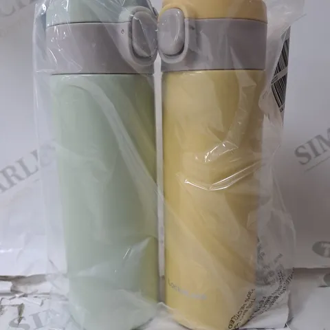 LOCK & LOCK SET OF 2 STAINLESS INSULATED DAILY POP PASTEL WATER BOTTLES