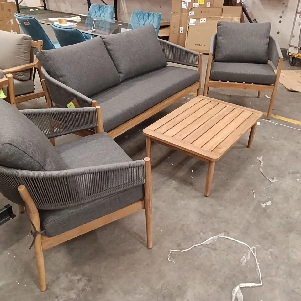 4-SEATER GARDEN FURNITURE SET - NATURAL/GREY