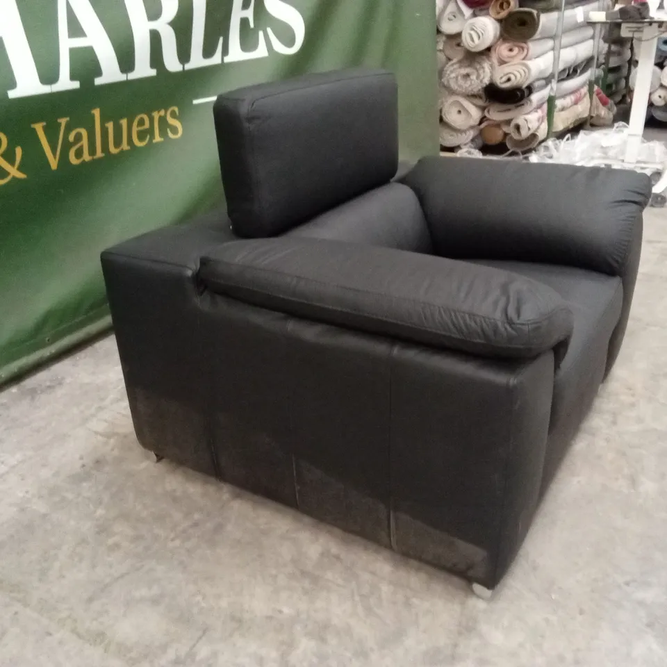 BRADY 100% PREMIUM LEATHER ARMCHAIR - BLACK RRP £729