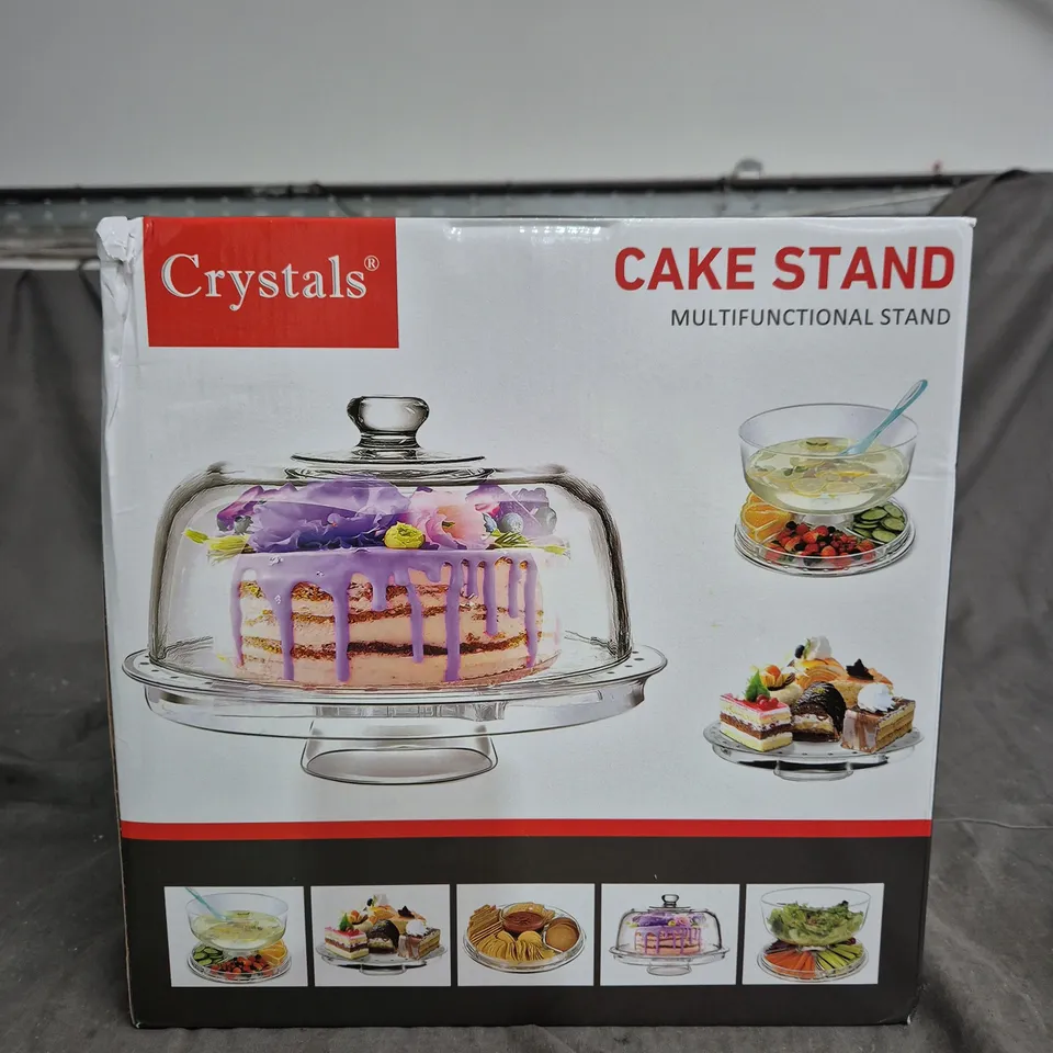 CRYSTALS CAKE STAND – MULTIFUNCTIONAL PLASTIC DOME CAKE STAND (BOXED)