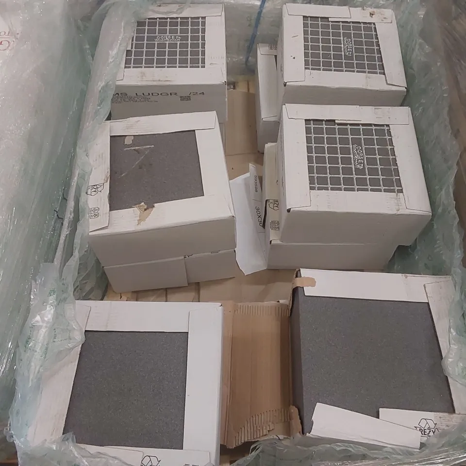 PALLET CONTAINING APPROXIMATELY 150x BRAND NEW DARK GREY 30 x 30CM TILES