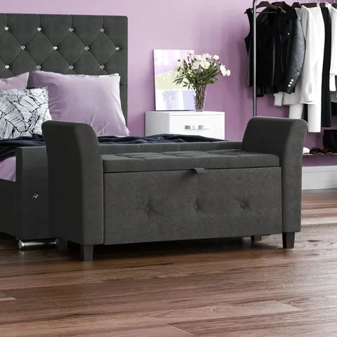 BOXED CHARLOTTE UPHOLSTERED STORAGE BENCH