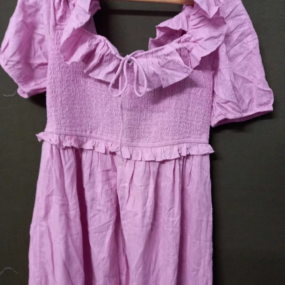 NOBODYS CHILD ARIA MIDI DRESS PLAIN IN WOVEN PINK - SIZE 14