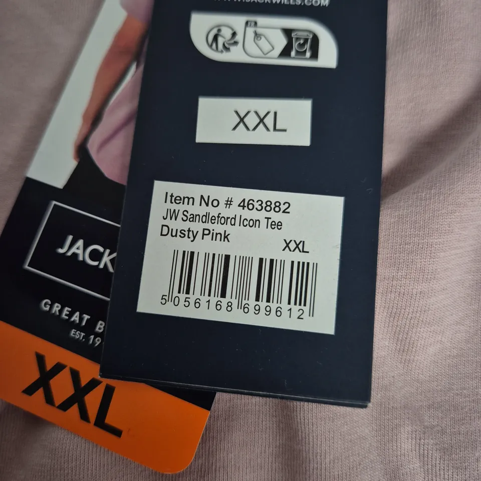 JACK WILLS IP LIMITED T‑SHIRT – DUSTY PINK, CLASSIC FIT, XXL