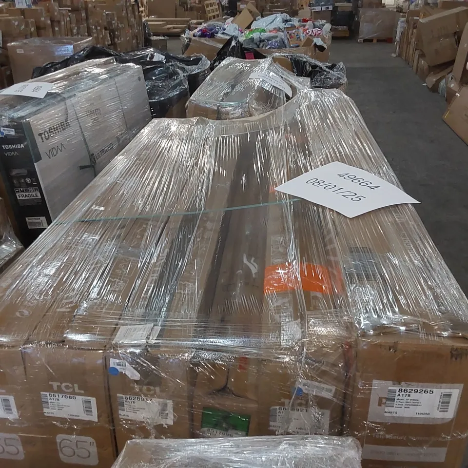 PALLET OF APPROXIMATELY 6 UNPROCESSED RAW RETURN TELEVISIONS TO INCLUDE;