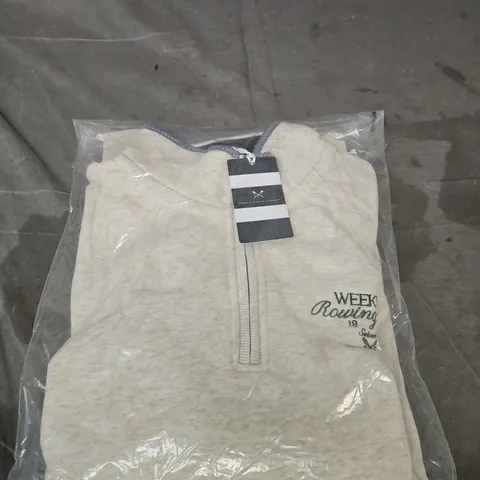 CREW CLOTHING COMPANY QUARTER ZIP JUMPER CREAM SIZE L