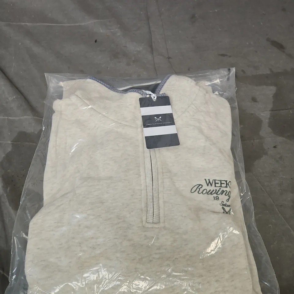 CREW CLOTHING COMPANY QUARTER ZIP JUMPER CREAM SIZE L