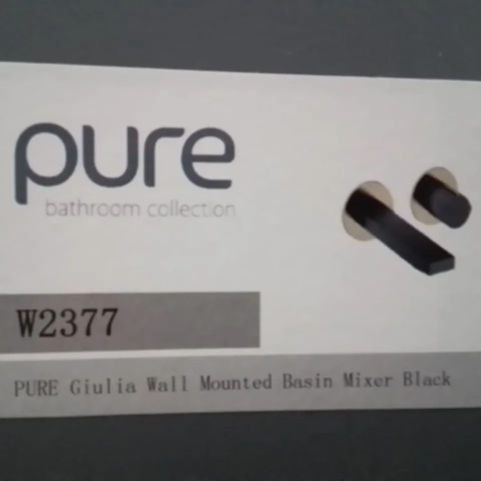 X6 BRAND NEW PURE GIULIA WALL MOUNTED BASIN MIXER TAPS // BLACK W2377