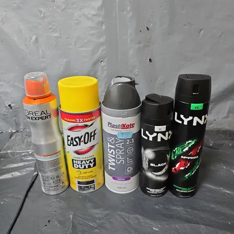 APPROXIMATELY 10 ASSORTED AEROSOLS TO INCLUDE LYNX , LOREAL MEN , OVEN CLEANER , ETC 