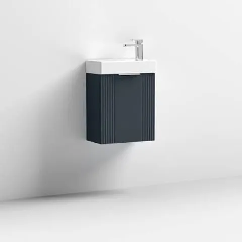 BOXED NUIE DECO COMPACT SOFT BLACK 400MM WALL HUNG VANITY UNIT AND BASIN FLT1490
