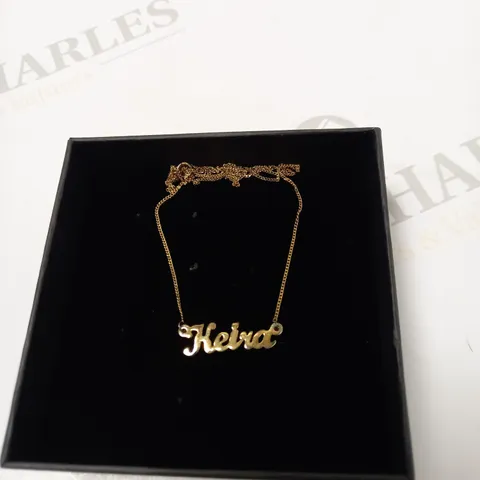 GOLD PLATED STERLING SILVER PERSONALISED SCRIPT NAME NECKLACE ON ADJUSTABLE CURB CHAIN
