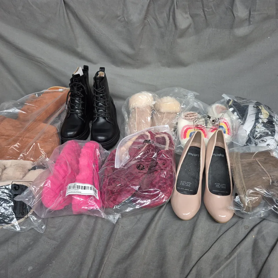 APPROXIMATELY 15 ASSORTED FOOTWEAR RELATED ITEMS IN VARYING STYLE/SIZE/COLOUR TO INCLUDE: TRAINERS, HEELS, SLIP ONS, ETC