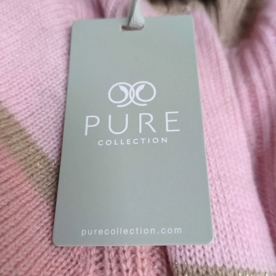 PURE COLLECTION WOOL CASHMERE WIDE STRIPE SWEATER – PINK MULTI, UK SIZE 20