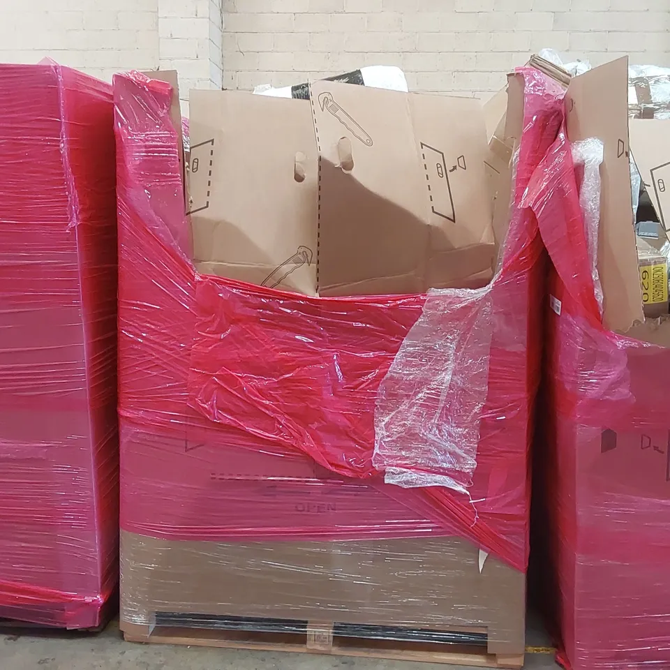 PALLET OF ASSORTED ITEMS INCLUDING: CLIMBING MACHINE, KITCHEN SINK, FOLDING FOOTBALL GOAL, IN-EAR MONITOR SYSTEMS, GEL CUSHION ECT