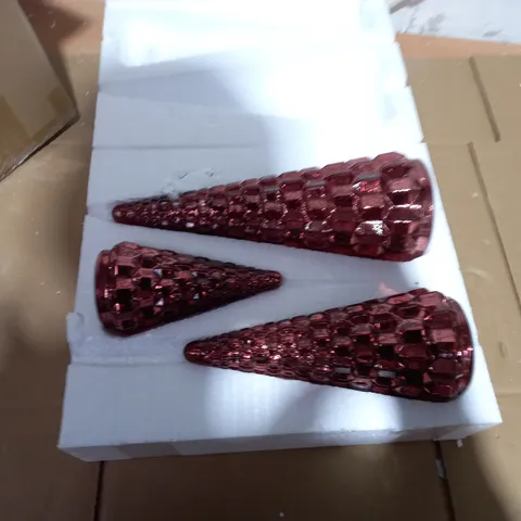 ALISON CORK SET OF MERCURY GLASS TREES - RED