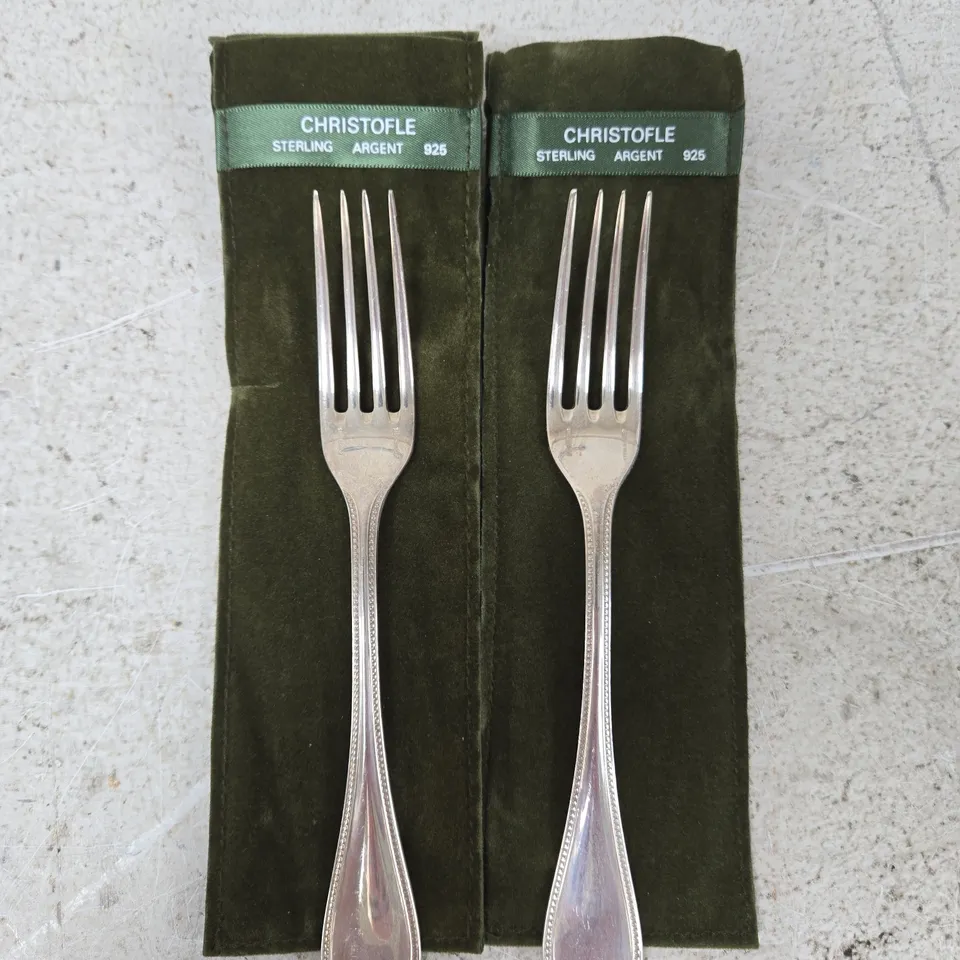 PAIR OF CHRISTOFLE STERLING ARGENT 925 DINNER FORKS