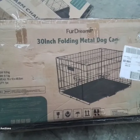 BOXED 30INCH FOLDING METAL DOG CAGE