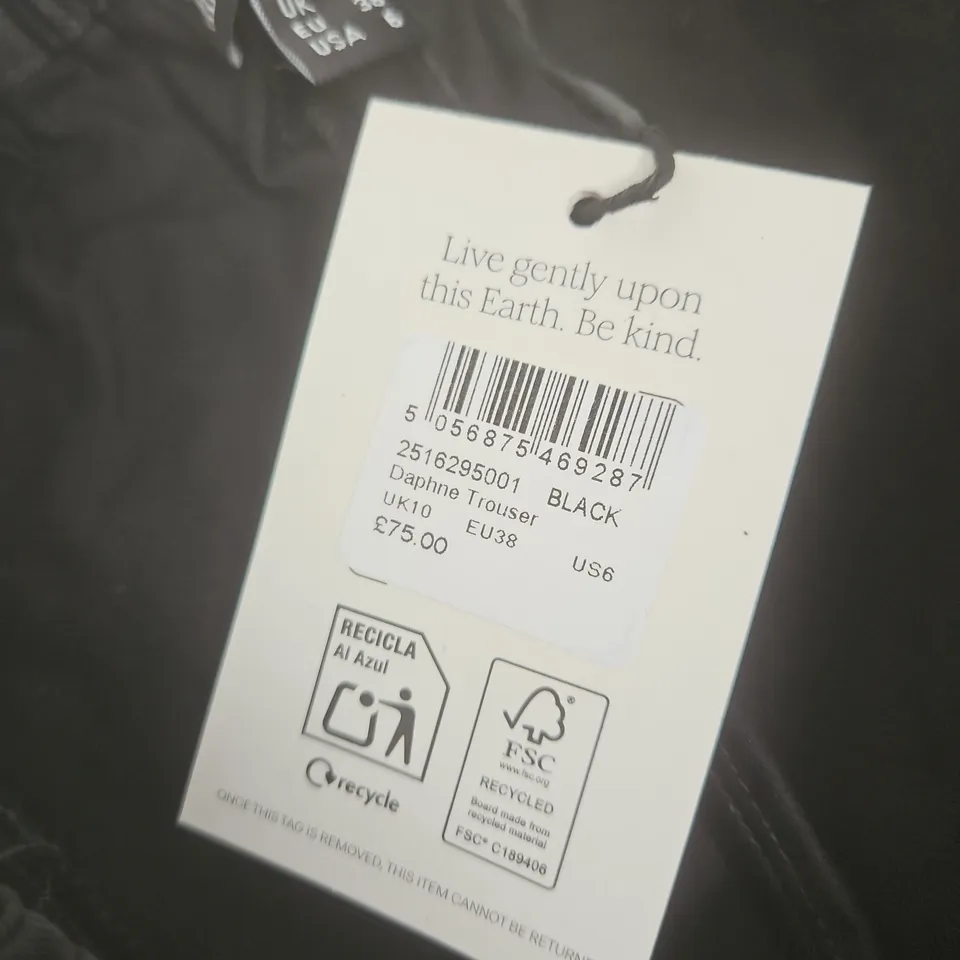 NOBODY'S CHILD DAPHNE TROUSERS – BLACK, UK 10 (EU 38, USA 6)