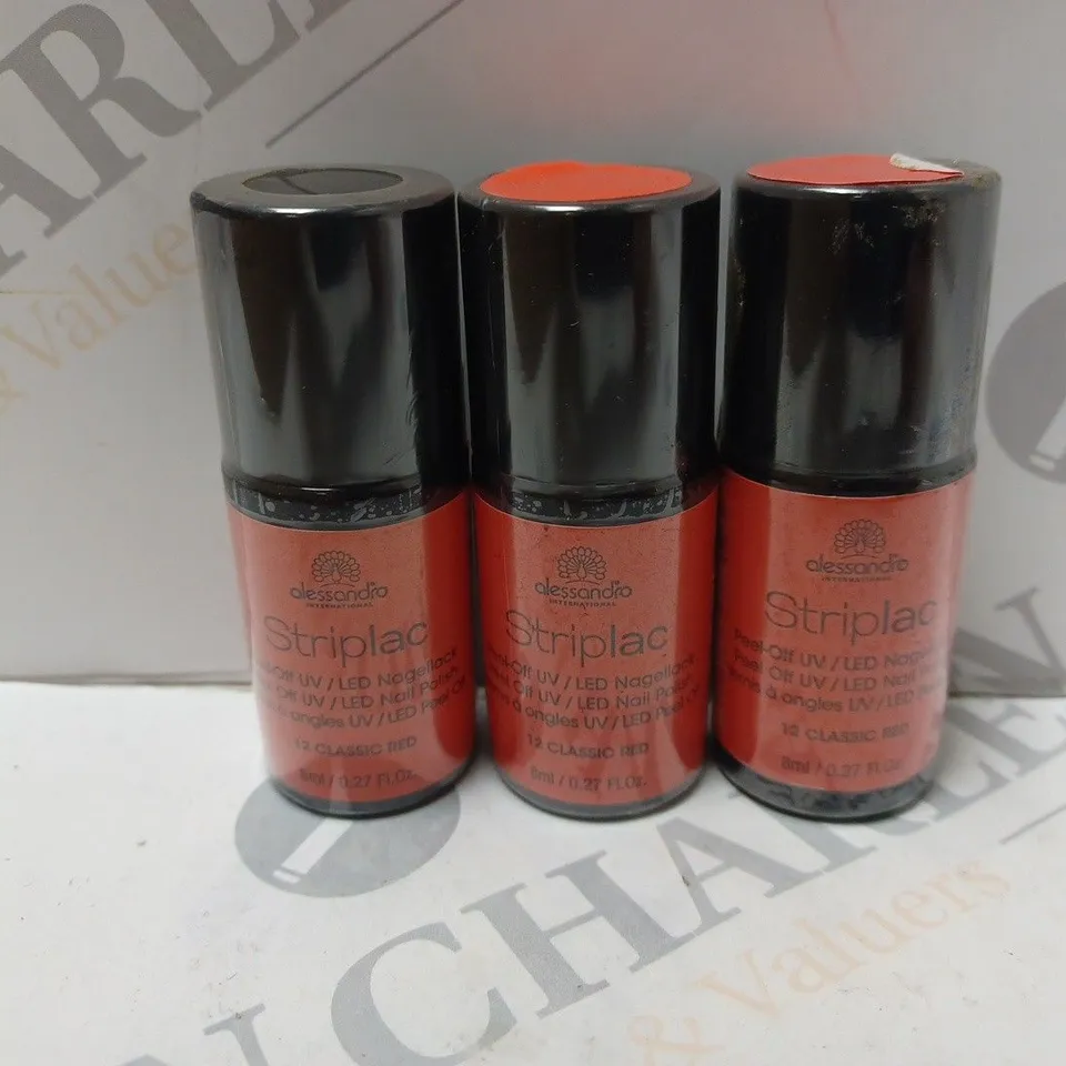 BOX OF APPROXIMATELY 75 X 8ML VIALS OF ALESSANDRO STRIPLAC NAIL POLISH IN CLASSIC RED