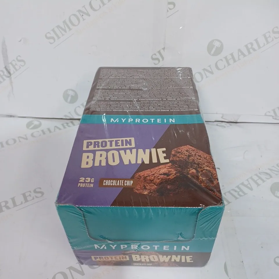 BOX TO CONTAIN 12 X 75G MYPROTEIN PROTEIN BROWNIES, CHOCOLATE CHIP // BEST BEFORE 03/07/2024