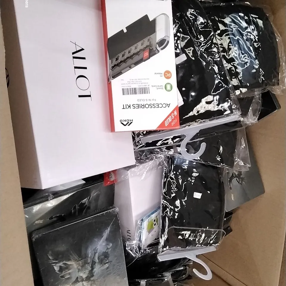 PALLET CONTAINING 6 BOXES OF ASSORTED HOUSEHOLD ITEMS TO INCLUDE BOXED ALLOT SHOES, M-S-OLED ACCESSORIES KIT AND METAL GAMES CASES